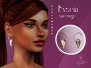 Sims 4 — "Exeria" earrings by FlyStone — Golden earrings with shiny pearls
