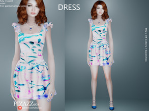 Sims 4 — Ruffled Shoulder Spring Dress by pizazz — www.patreon.com/pizazz A beautiful spring dress with ruffles on the