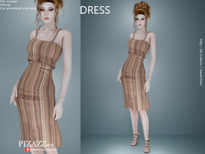 Sims 4 — Striped Midi by pizazz — www.patreon.com/pizazz A beautiful striped midi dress that can be worn casually or