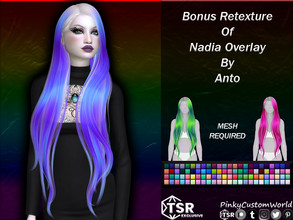 Sims 4 — Bonus Retexture of Nadia Overlay by Anto by PinkyCustomWorld — Extra color overlay for Nadia hair, originally