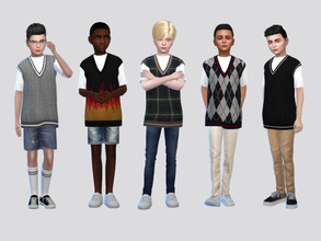 Sims 4 — Frederick Vest Shirt Boys by McLayneSims — TSR EXCLUSIVE Standalone item 12 Swatches MESH by Me NO RECOLORING