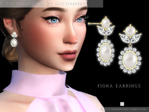 Sims 4 — Fiona Earrings by Glitterberryfly — Ethereal earrings featuring diamond and pearls
