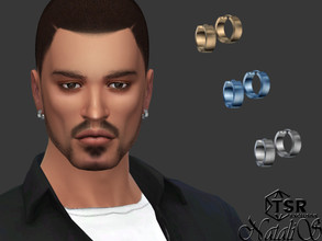 Sims 4 — Unisex hinged hoop earrings by Natalis — Unisex hinged flat hoop earrings. 6 metal color options. Male- female