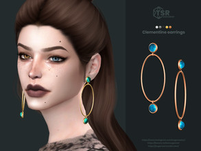 Sims 4 — Clementine earrings by sugar_owl — Female hoop earrings with gemstones. 10 swatches. HQ and BG compatible.