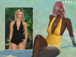 Sims 4 — LOREN | swimsuit by Plumbobs_n_Fries — Halter Neck One Piece Swimsuit New Mesh HQ Texture Female | Teen - Elders