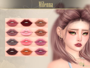 Sims 4 — Milenna Lipstick by Kikuruacchi — - It is suitable for Female. ( Teen to Elder ) - 12 swatches - HQ Compatible -