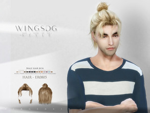 Sims 4 — Male hair bun ER0805 by wingssims — Colors:15 All lods Compatible hats Make sure the game is updated to the