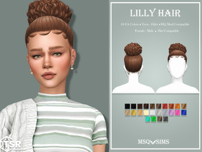 Sims 4 — Lilly Hair by MSQSIMS — This Maxis Match up-do hair is suitable for female and male sims. - Base Game Compatible