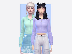 Sims 4 — Soft Pastel Hoodie by Sagittariah — base game compatible 14 swatches (black, white and 12 pastel colors)