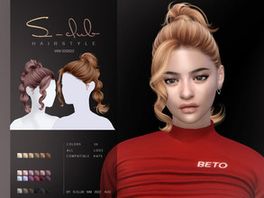Sims 4 — Bubble hairstyle (LILOU020822) by S-Club — Bubble hairstyle with 20 colors, hope you like, thank you.