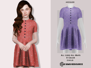 Sims 4 — Dress No.241 by _Akogare_ — Dress No.241 -8 Colors - New Mesh (All LODs) - All Texture Maps - HQ Compatible -