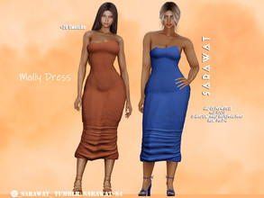 Sims 4 — Molly Dress by Sarawat — All Lods New mesh HQ For female sims 20 Swatchs Is a casual dress
