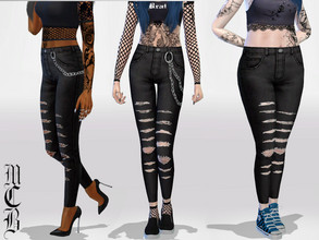 Sims 4 — Ripped Skinny Jeans by MaruChanBe2 — Ripped black skinny jeans for your alt sims <3 Three different