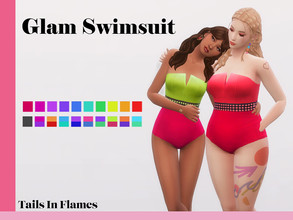 Sims 4 — Glam Swimsuit by Tails_in_Flames — BGC, 20 Swatches, made for female sims