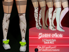 Sims 4 — Garter Socks by FatalRose47 — Decided to give making socks a try! They come in 12 swatches! Mostly solid but