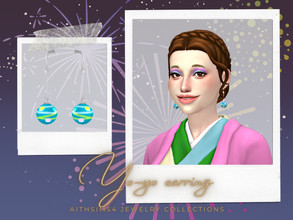 Sims 4 — Yo-yo earring by aithsims — INSPO: Japanese summer-style water balloon "Yo-yo" 33swatches Maxis match