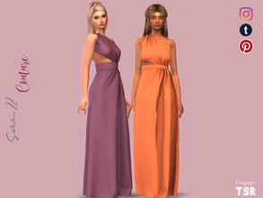 Sims 4 — Asymmetric long dress - DR461 by laupipi2 — Enjoy this new long dress :) -New custom mesh, all LODs -Base game
