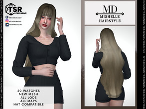 Sims 4 — Mishelle Hairstyle Adult by Mydarling20 — new mesh base game compatible all lods all maps 20 colors hat