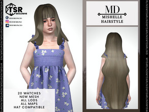 Sims 4 — Mishelle Hairstyle Child by Mydarling20 — new mesh base game compatible all lods all maps 20 colors hat