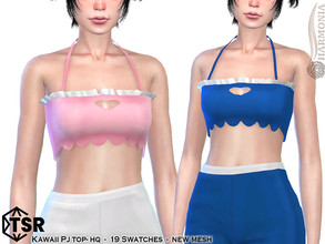 Sims 4 — Kawaii PJ Crop Top by Harmonia — New Mesh All Lods 19 Swatches HQ Please do not use my textures. Please do not