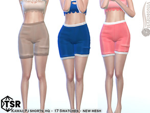 Sims 4 — Kawaii PJ Shorts by Harmonia — New Mesh All Lods 17 Swatches HQ Please do not use my textures. Please do not