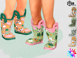 Sims 4 — Farm Fun Rubber Boots - Needs EP Seasons by Pelineldis — Six cute rubber boots with farm related print.