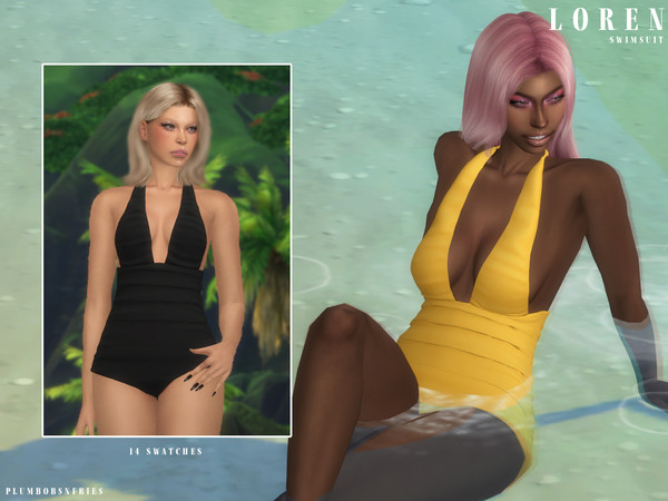 Sims 4 — LOREN | swimsuit by ali1 — Halter Neck One Piece Swimsuit New Mesh HQ Texture Female | Teen - Elders Hot Weather