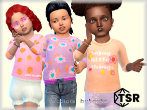 Sims 4 — Top Love to Smile  by bukovka — T-shirt for girls toddler. Installed standalone, suitable for the base game. The