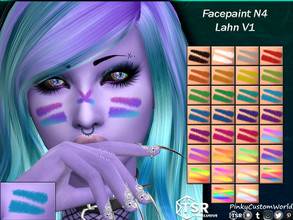 Sims 4 — Facepaint N4 - Lahn by PinkyCustomWorld — Facepaint for both genders with cheek decor and over nose cross in