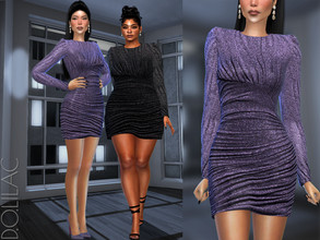 Sims 4 — Metallic Ruched Mini Dress DO510 by DOLilac — Custom thumbnail New Mesh 8 Colors Adult-Elder-Teen-Young Adult