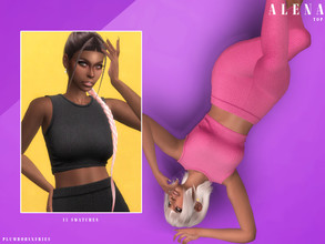 Sims 4 — ALENA | top by Plumbobs_n_Fries — Sleeveless Ribbed Crop Top New Mesh HQ Texture Female | Teen - Elders Hot