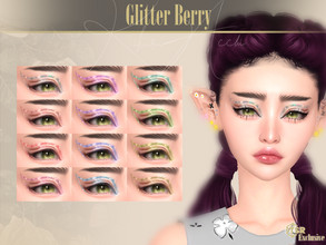 Sims 4 — Glitter Berry Eyeshadow by Kikuruacchi — - It is suitable for Female. ( Teen to Elder ) - 12 swatches - HQ