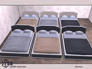 Sims 4 — Laura Bedroom. Bed by soloriya — Double bed. Part of Laura Bedroom. 6 color variations. Category: Comfort -