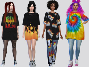 Sims 4 — Graphic Big Tees by McLayneSims — TSR EXCLUSIVE Standalone item 9 Swatches MESH by Me NO RECOLORING Please don't