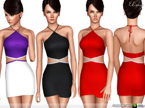 Sims 3 — Halter Neck Cut Out Mini Dress by ekinege — A dress featuring a bodycon silhouette, cut out waist and
