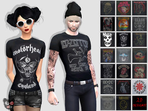 Sims 4 — JaccBurke's Rock Band T-Shirts by JaccBurke — Short sleeve t-shirt with 20 unique design swatches of different