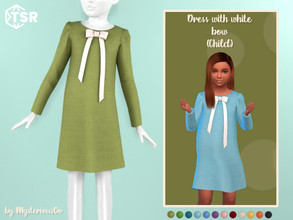 Sims 4 — Dress with white bow Child by MysteriousOo — Dress with white bow for kids in 12 colors