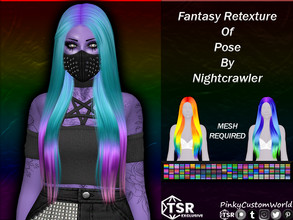 Sims 4 — Fantasy Retexture of Pose hair by Nightcrawler by PinkyCustomWorld — Simple long, straight alpha hairstyle in a