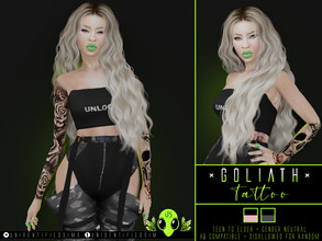 Sims 4 — Goliath Tattoo by unidentifiedsims — Full body tattoo x2 colours HQ compatible Works with all skins Custom