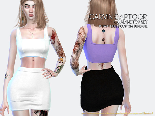Sims 4 — Alyne Top Set by carvin_captoor — Created for sims4 Original Mesh All Lod 8 Swatches Don't Recolor And Claim you