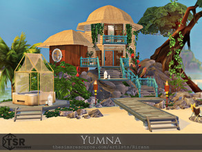 Sims 4 — Yumna - No CC by Rirann — Yumna is a cosy beach retreat with outdoor lounge areas. Perfect home for a single sim