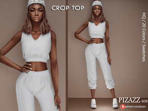 Sims 4 — Cotton Jersey Crop Top by pizazz — www.patreon.com/pizazz This top can be worn every day or for athletics. Great