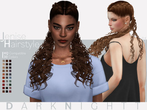 Sims 4 — Jenise Hairstyle by DarkNighTt — Jenise Hairstyle is a curly, long, updo hairstyle. 30 colors (20 Base Colors+10