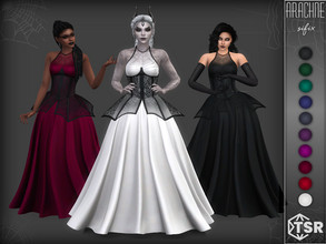 Sims 4 — Arachne Gown by Sifix2 — A fantasy gown with spiderweb details. Comes in 10 colors for teen, young adult and