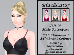 Sims 4 — Nightcrawler Jessica Hair Retexture (MESH NEEDED) by BlackCat27 — A classic bun updo for your lady Sims, mesh by