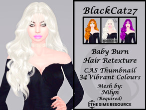 Sims 4 — Nilyn Baby Burn Hair Retexture (MESH NEEDED) by BlackCat27 — A beautiful long flowing curly hairstyle, mesh by