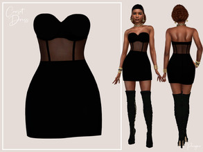 Sims 4 — CorsetDress by Paogae — Black tight dress, transparent corset with splints, one swatch, elegant and sexy.