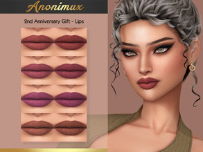 Sims 4 — Anonimux's 2nd Anniversary Gift - Lips by Anonimux_Simmer — - 8 Swatches - Compatible with the color slider -