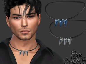 Sims 4 — Mens triangle pendants cord necklace by Natalis — Mens triangle pendants cord necklace. 6 metal color options.