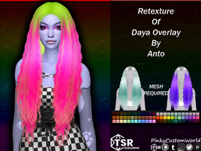 Sims 4 — Retexture of Daya overlay by Anto by PinkyCustomWorld — Extra color overlay for Daya hair (both short & long